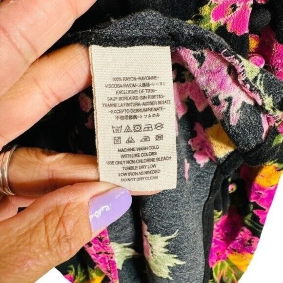 Free People Alora Black Floral Print Mini Dress Women’s Size 0 - Picture 9 of 10